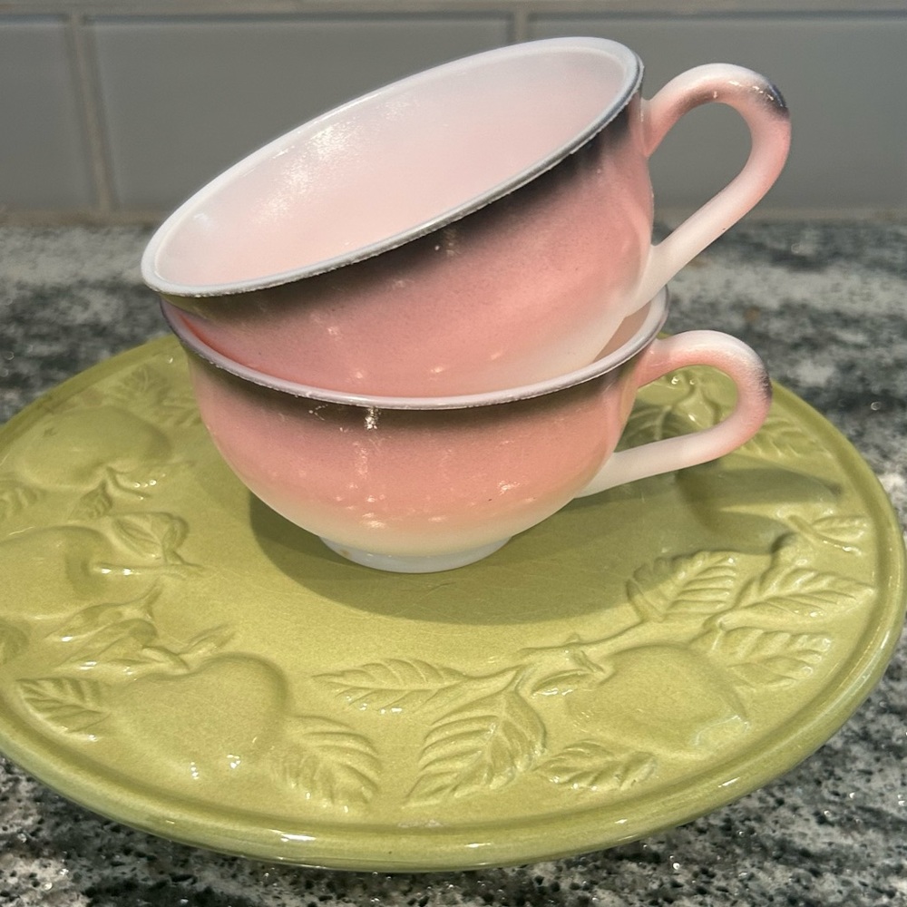 Hazel Atlas Pink & Charcoal Black Ovide Ombre Cup